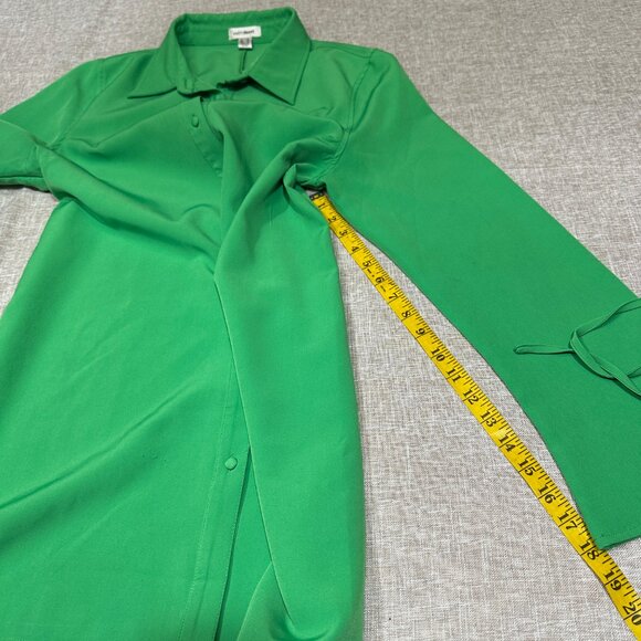 Extro&Vert | Kelly Green Button Up Shirt Dress | Size 6 - Picture 11 of 13
